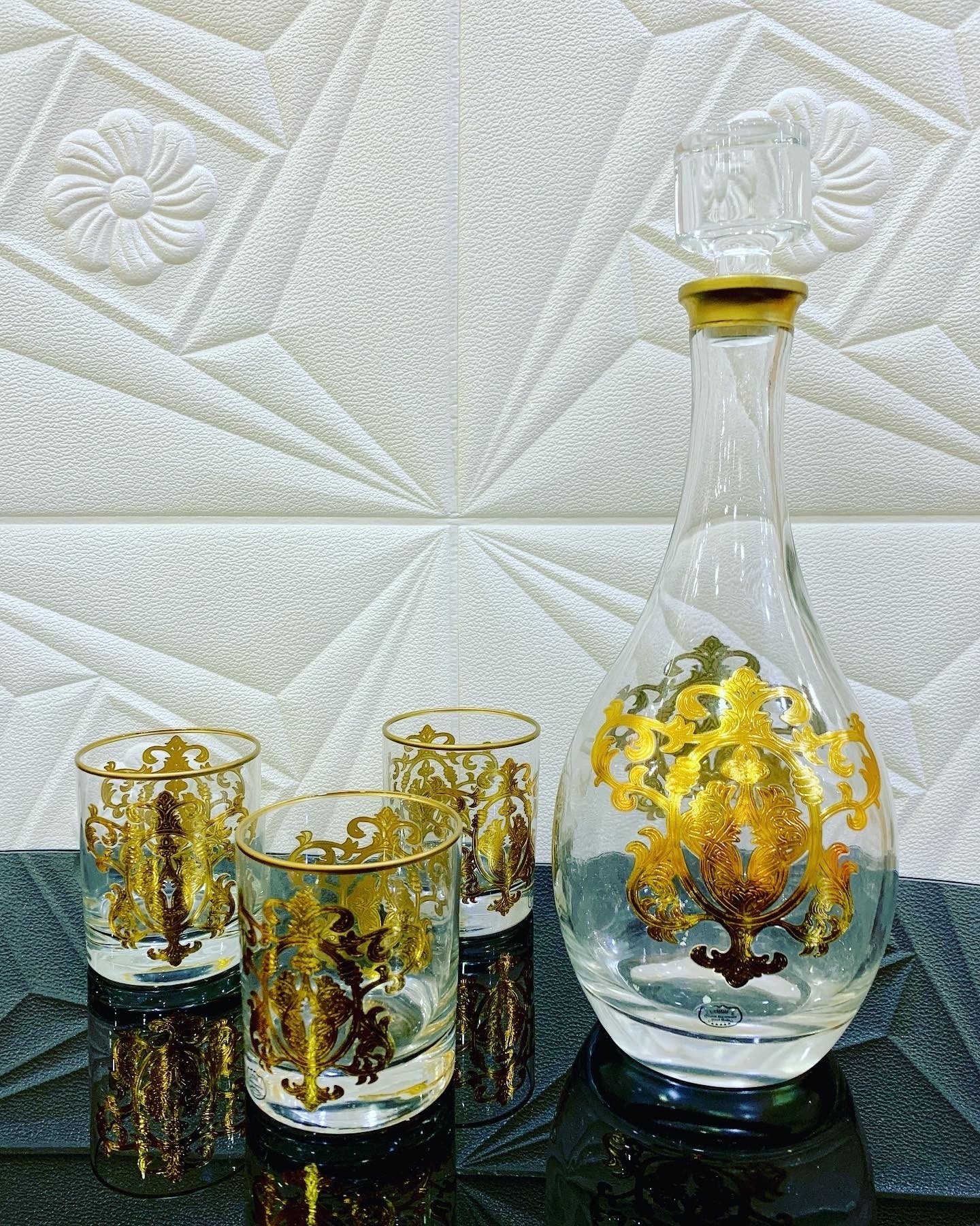 set de 6 verres avec bouteille sultana transparent doré
