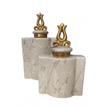 Ensemble de 2 bocaux décoratifs marbre anthracite
