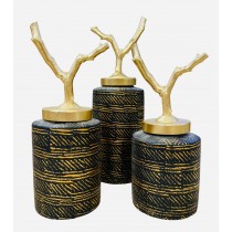 Ensemble de 3 vases décoratifs beige/noir/Cream/vert.