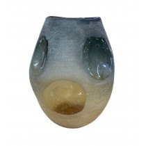 vase en verre gris et orange 26x8x30 
