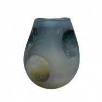 vase en verre gris et orange 29x10x35cm