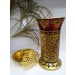 Brule parfum verre artisanal décoré rouge transparent avec motif gold de byblos