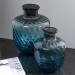 vase en verre bleu transparent