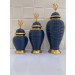Statut décorative 3 pièces sous forme de vase avec couvercle