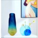 vase en verre bleu 20x20x22 cm